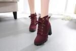 Cross-Strap Short Boots, Chunky Heel Martin Boots For Women, Boot Shoes-RV2181 - Image 3