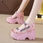Korean Style Platform Casual Sports Velcro Sandals For Women, Balance Heel-RV646