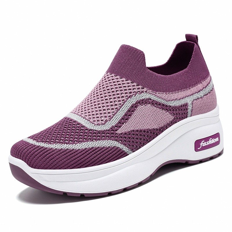 purple Versatile Single Shoes, Fly-Knit Breathable Mesh Women's Shoes, Sneaker-DS13 - Image 1