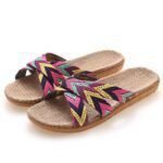 Summer Linen Slippers, Thick‑Sole, Couples’ Home Sandal—Sandal & Slipper-RV30020 - Image 2