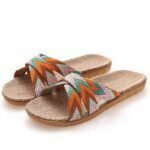 Summer Linen Slippers, Thick‑Sole, Couples’ Home Sandal—Sandal & Slipper-RV30020