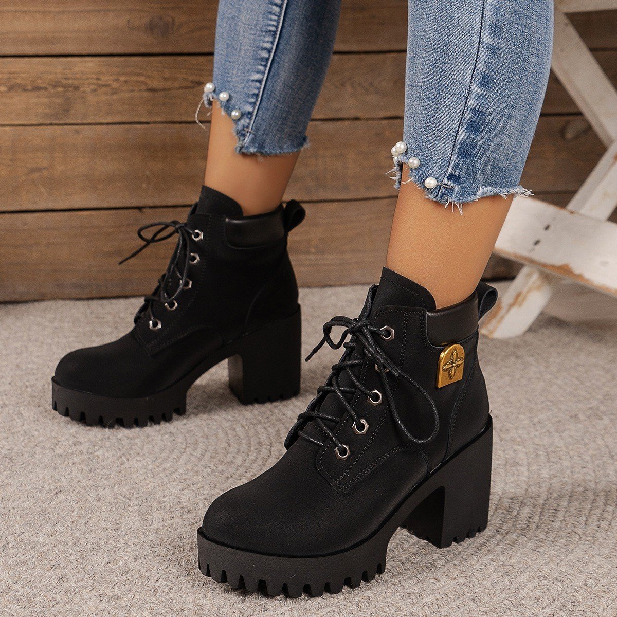 O1CN01pCyWPS1cIJi7nVQN0_22184746 Thick High Heel Pointed Martin Women's Boots, Boot Shoes-WR92 - Image 1