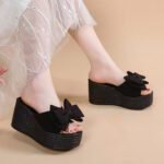 Bow-Tie Peep-Toe Wedge Heel Platform Fashion Roman Women's, Balanced Heel-RV536