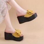 Bow-Tie Peep-Toe Wedge Heel Platform Fashion Roman Women's, Balanced Heel-RV536 - Image 4