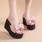 Bow-Tie Peep-Toe Wedge Heel Platform Fashion Roman Women's, Balanced Heel-RV536 - Image 2