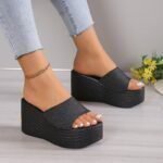 Temu Wedge Heels, Simple Summer Women's Shoes, Balanced Heel-RV666 - Image 4