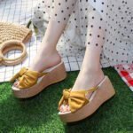 Korean Style Sweet Big Flower Wedge Heel For Women, Balanced Heel-RV369 - Image 3