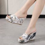 Fashion Outer Wear Patchwork Platform Sandals For Women, Balanced Heel-RV575