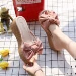 Korean Style Sweet Big Flower Wedge Heel For Women, Balanced Heel-RV369 - Image 2