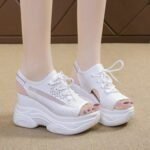 Women's Sporty Peep-toe Platform Sandals, Balanced Heel-RV387