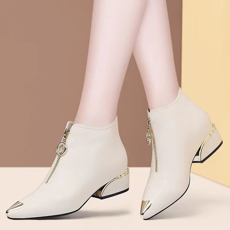 download Versatile British-style Pointed Toe chunky heel Women's shoes, Boot Shoes-WR114 - Image 1