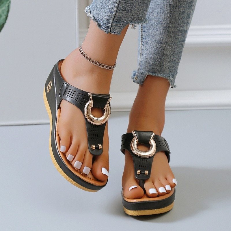 Black Foreign Trade cross-border New Wedge Sandals For women's, Sandal & Slipper,RV30049 - Image 1