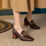 Chunky Heel, Square Toe, British style Loafers For Women, Style Shoes,RV2524 - Image 2