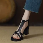 British style, Mid-heel, chunky heel Shoes For Women, Box Heel-RV1462 - Image 4