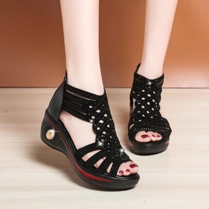 European & American style, Mid-heel, Peep-toe Women Shoes, Balanced Heel-RV697
