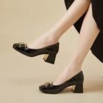 Thick Heel Square Toe Shallow Mouth Versatile Shoes For Women, Style Shoes-RV2531 - Image 2
