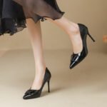 Home Buckle Pointed French Patent Shallow Mouth Autum Elegant Flats For Women, Style Shoes-RV2539 - Image 3