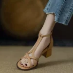 British style, Mid-heel, chunky heel Shoes For Women, Box Heel-RV1462 - Image 3