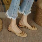 Horse Buckle Retro Toe Sandals Women's, Box Heel-RV1459 - Image 2