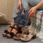 Single Strap European & American Style High Heels Shoes For Women Box Heel-RV1442 - Image 2