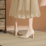 Thick Heels, Light Satin Main Wedding Shoes For Women, Style Shoes-RV2538