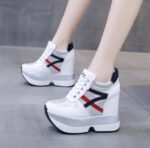 Women's White Platform Sneakers with Hidden Wedge Heels, Sneaker & Kades-WR120 - Image 2