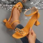 Outer Wear Square-toe Sandals For Women, Box Heel-RV1438 - Image 2