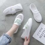 Women's white sneakers, Breathable mesh shoes, Canvas & Loafer-DS113