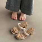 Women's New Style Stiletto Sandals with Transparent Rhinestones, Box Heel-RV1469 - Image 2