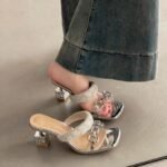 Women's New Style Stiletto Sandals with Transparent Rhinestones, Box Heel-RV1469