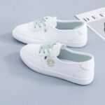 Women's white sneakers, Breathable mesh shoes, Canvas & Loafer-DS113 - Image 2