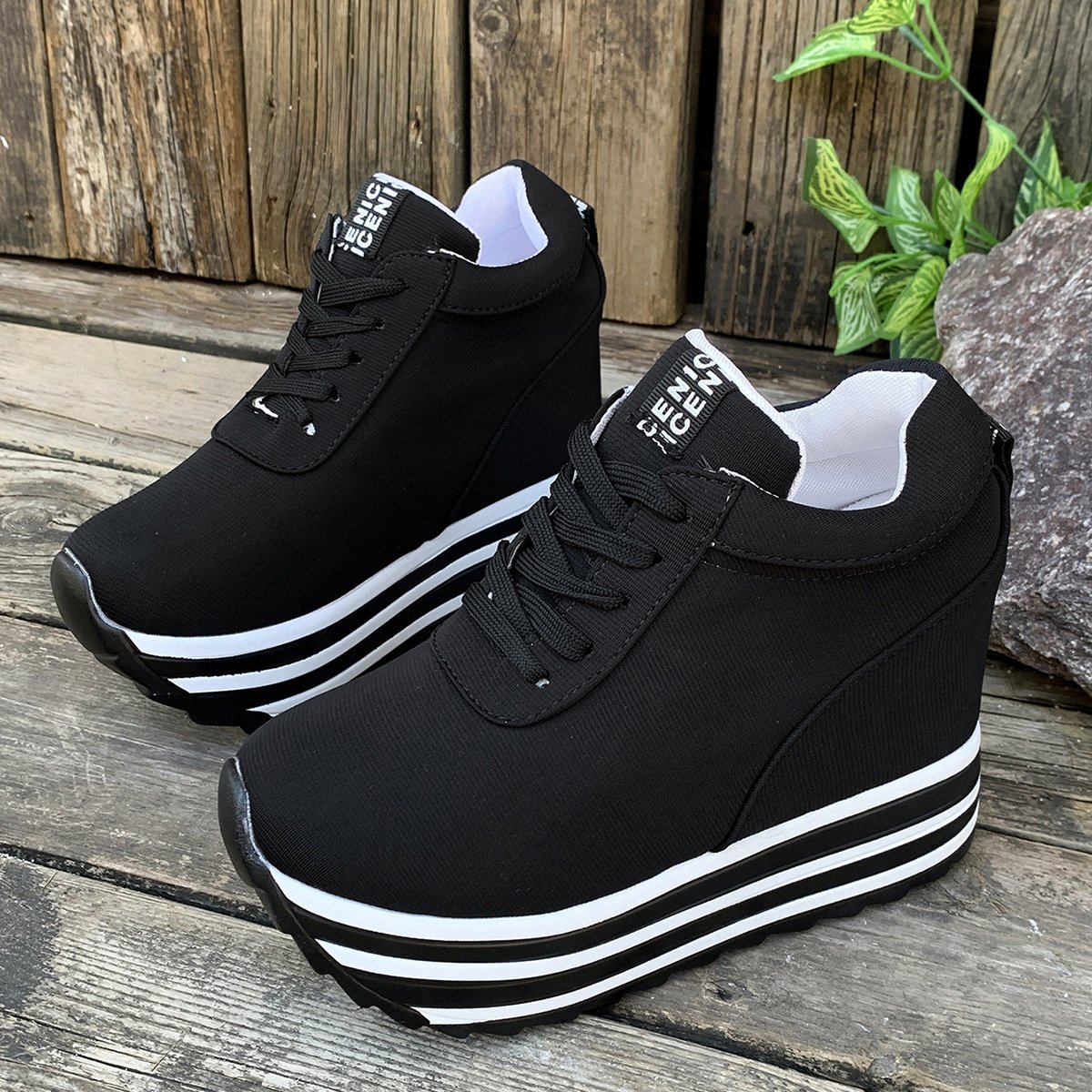 black Women's with Heels Casual Sports Shoes, Sneaker & Kades - WR181 - Image 1