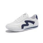 Women's Casual Leather Flat Sneakers Breathable Soft Sole White Shoes, Sneaker & Kades-DS116 - Image 2