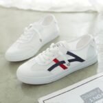 Women's white sneakers, Breathable mesh shoes, Canvas & Loafer-DS113 - Image 4