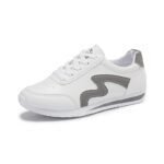 Women's Casual Leather Flat Sneakers Breathable Soft Sole White Shoes, Sneaker & Kades-DS116 - Image 3