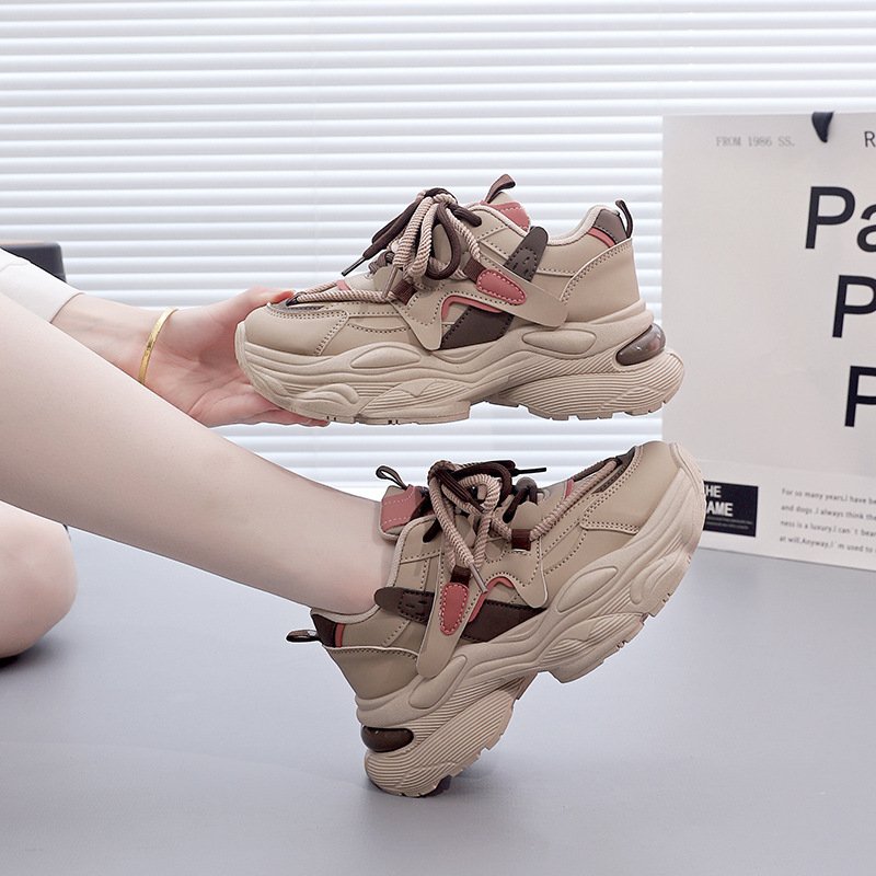 khaki Trendy, Niche Chunky Shoes for Women Sneaker & Kades - WR156 - Image 1