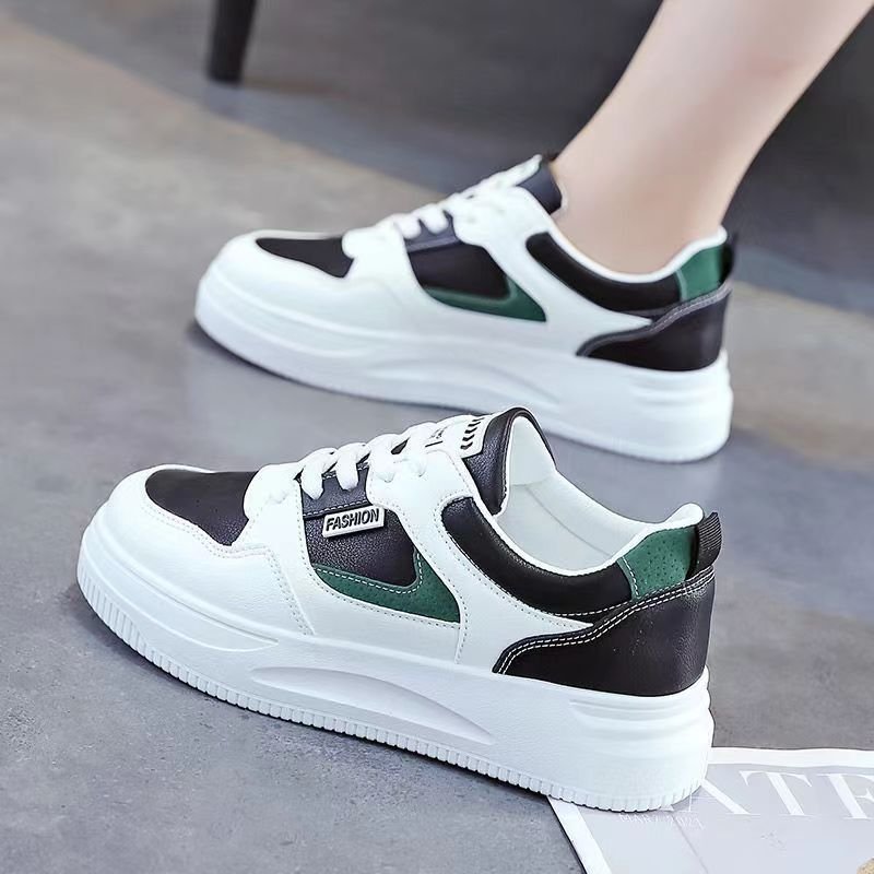 white black Women's Thick Sole, Versatile, Korean Style Sneakers for Students, Sneaker & Kades-WR128 - Image 1