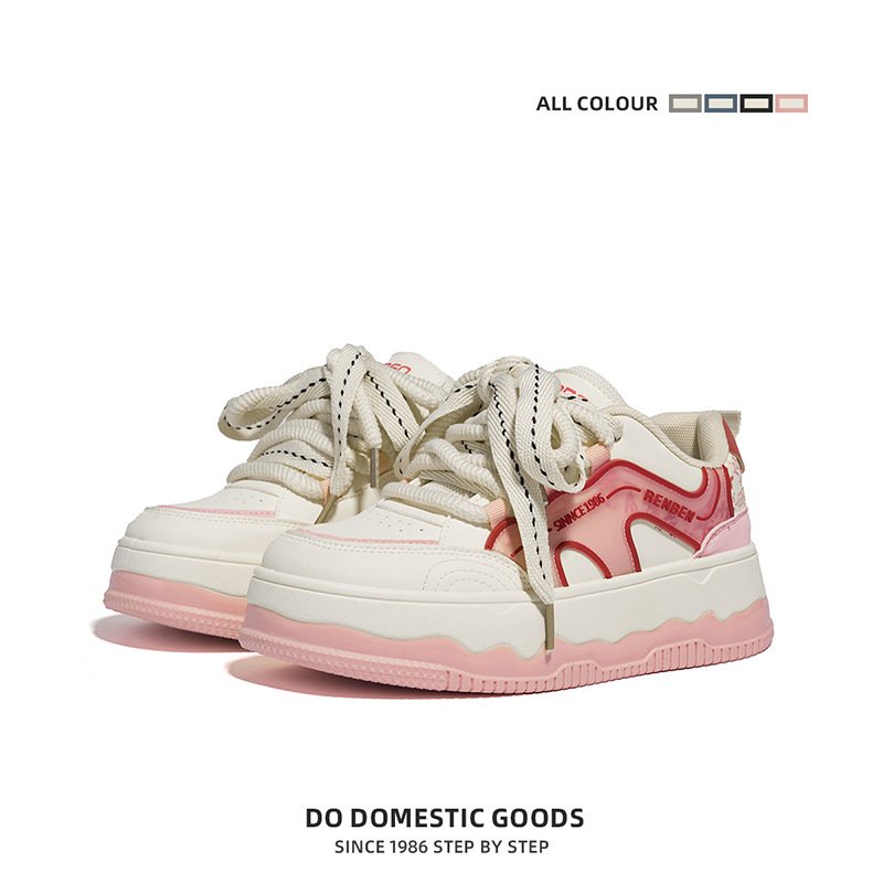 主图-3 Women's white sneakers, trendy thick-soled, retro, versatile, Korean style Sneaker & Kades - WR145 - Image 1