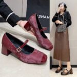 Women's fashionable shallow mouth chunky heel single strap shoes, Style Shoes – RV2580 - Image 6