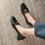 Retro soft leather chunky heeled women's shoes, Style Shoes – RV2579