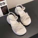 Women's Chanel-style pearl sandals, Balanced Heel – RV720 - Image 2