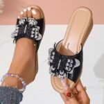 Women's butterfly rhinestone embellished wedge sandals, Balanced Heel – RV727