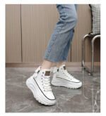 Women's High-Top Shoes, New Style Round Toe Shoes Thick Sole Height Increasing Casual, Sneaker & Kades – WR208