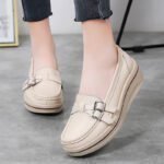 New cross-border genuine leather hollow-out thick-soled platform Women shoes, Canvas & Loafer – DS140