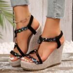 Women's platform woven hemp rope, bohemian style high heels, Balanced Heel – RV709 - Image 3