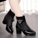 Mesh mid-heel sandals, chunky heel Women’s shoes, Boot Shoes – RV2560