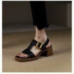 Retro chunky heel sandals for women, Box Heel – RV1507 - Image 2