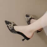 Women's closed-toe half-slippers, summer outdoor wear, Pencil Heel – RV1496