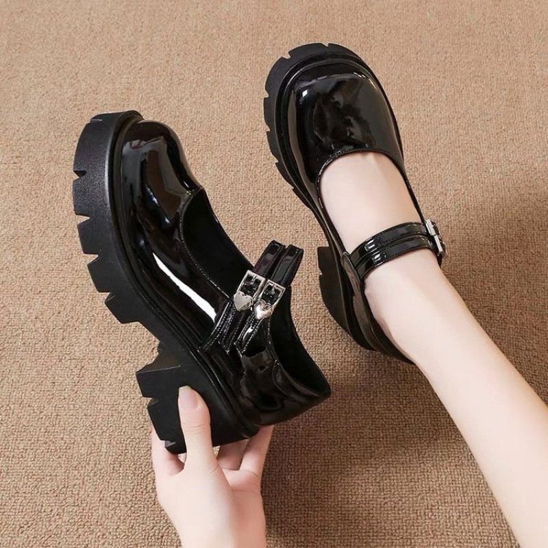 black New Retro Heel Shoes with Skirts British Style for Women, Style Shoes – RV2573 - Image 1