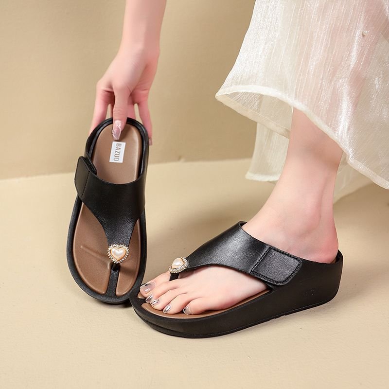 black Women's Sandals, Summer Outerwear, Thick Sole, Sandal & Slipper – RV30092 - Image 1